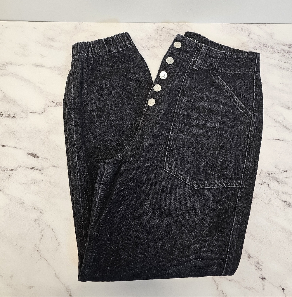 Veronica Beard Bolton With Cargo Pocket Elastic Hem High Rise Black Jeans 29 NWT - Picture 4 of 11